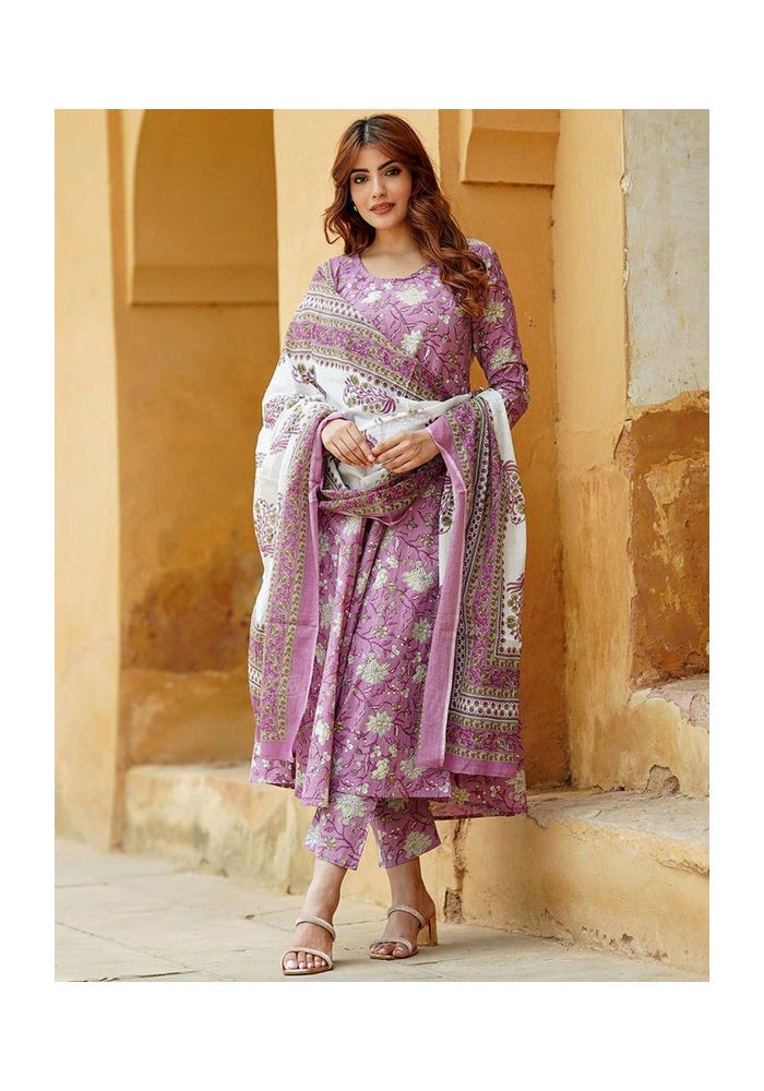 Malishka Export Rayon Printed Anarkali Kurta Pant Set for Women - Image 4